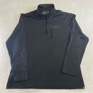 Eddie Bauer Travex Long Sleeve Charcoal Gray 1/4 Zip Pullover Men's XL Pocket